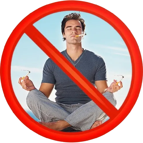 Meditazione con sigarette in mano barrata